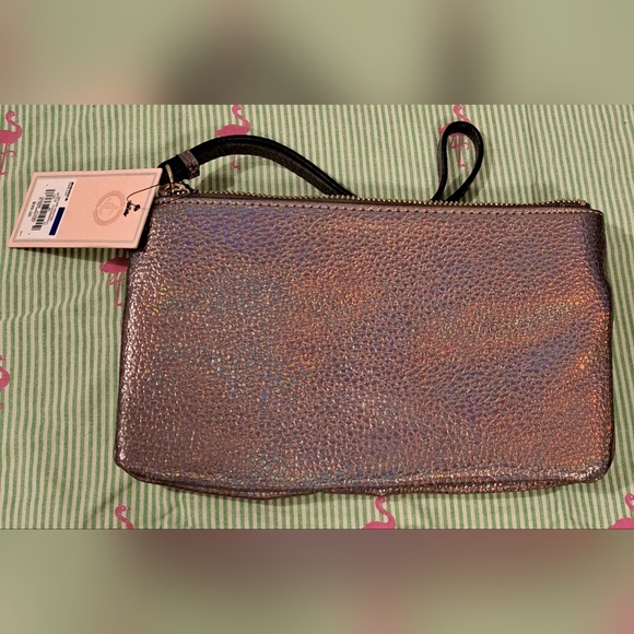 NWT Y2K Juicy Couture Rainbow Metallic Large 2 Pocket Wristlet Clutch Purse Bag - Picture 2 of 10